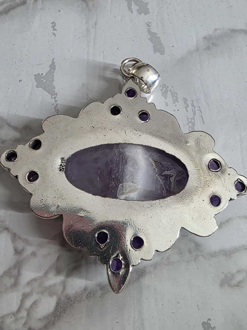 Sterling Silver Amethyst Pendant Necklace - Purple Gemstone - Picture 9 of 9
